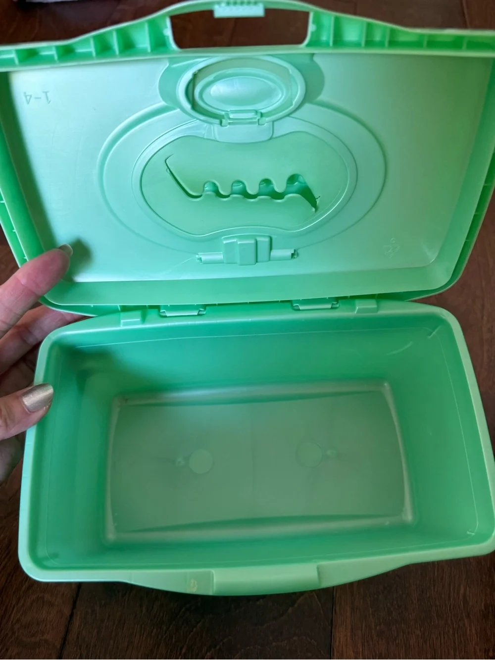 Vintage Huggies Large Green Empty Refillable Pop-Up Baby Wipes Container